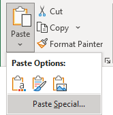 Paste in Excel 365
