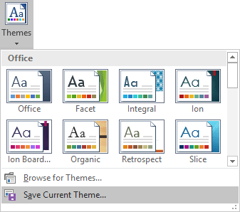 Save Current Theme in Excel 2016