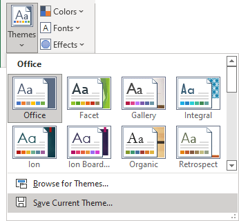 Save Current Theme in Excel 365