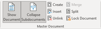 Master Document buttons in Word for Microsoft 365 Master Document buttons in Word 365