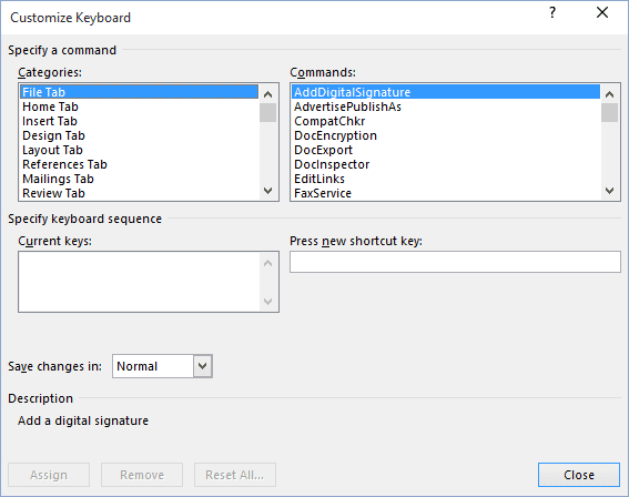 Customize Keyboard Word 2016