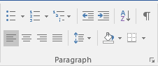 Paragraph in Word 2016
