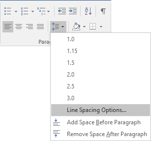 Line Spacing in Word 2016