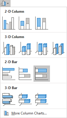 100% Stacked Bar chart in Excel 365