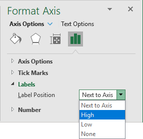 Format Axis in popup Excel 365