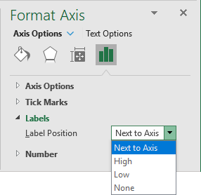 Label Position in Format Axis pane Excel 365