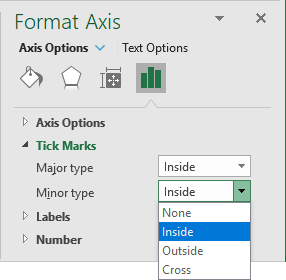 Tick Marks type in Excel 365