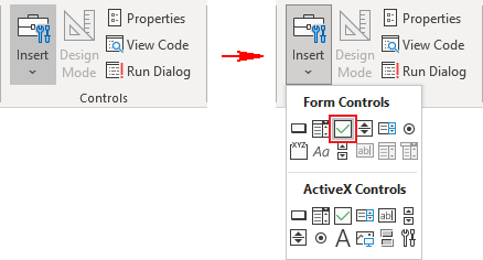 Controls, Check box in Excel 365