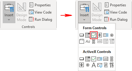 Controls, Check box in Excel for Microsoft 365 Controls, Check box in Excel 365