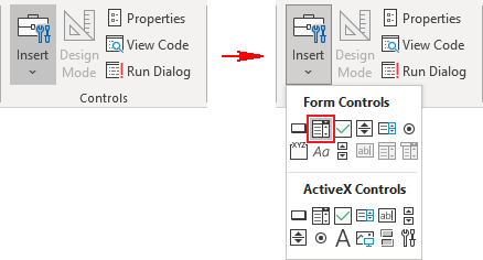 Controls, Combo box in Excel 365