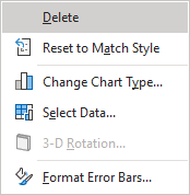Delete Error Bars in Excel 365
