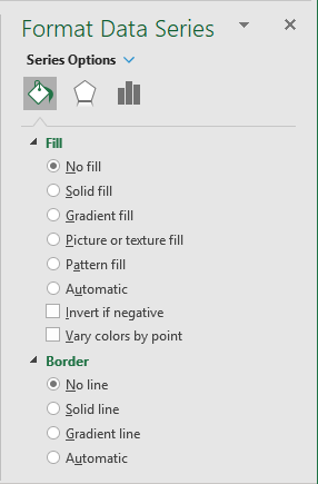 No fill and No line in Format Data Series Excel 365