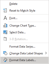 Format Data Labels in the popup menu Excel 365