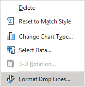 Format Drop Lines in popup menu Excel 365