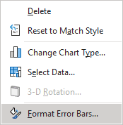 Format Error Bars in popup menu Excel for Microsoft 365 Format Error Bars in popup menu Excel 365