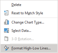 Format High-Low Lines in popup menu Excel 365