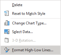 Format High-Low Lines in popup menu Excel for Microsoft 365 Format High-Low Lines in popup menu Excel 365