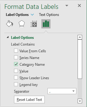 Labels Options in Format Labels Excel 365