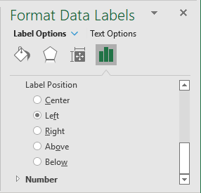 Format Data Labels to Left position in Excel 365