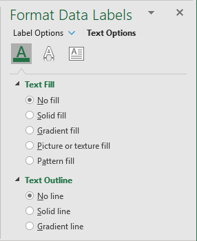 No text fill in Format Data Labels pane in Excel 365