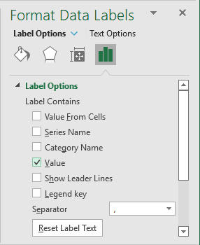 Format Data Labels values in Excel 365