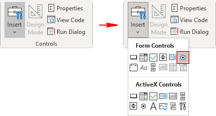 Controls, Option button in Excel for Microsoft 365 Controls, Option button in Excel 365