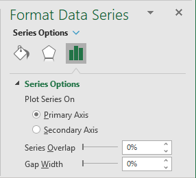Gap width for chart in Excel 365