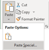 Paste Special into the chart from Clipboard in Excel 365
