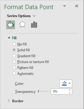 Solid Fill in Format Data Point Excel 365