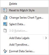 Reset to Match Style in popup menu Excel 365
