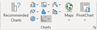 The Insert Scatter (X, Y) or Bubble Chart button in Excel 365