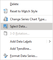 Select Data in popup menu Excel 365