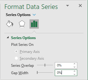 Gap width for chart in Excel 365