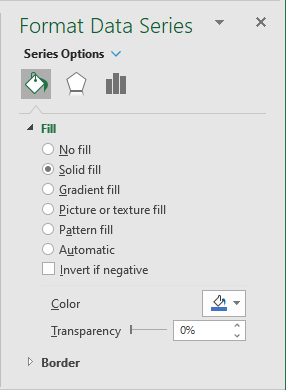 Choose color for data series in Excel 365