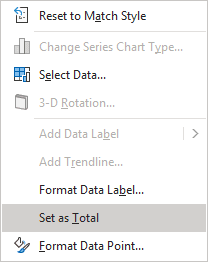 Set as Total in the popup menu Excel 365