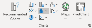 The Insert Statistic Chart button in Excel 365