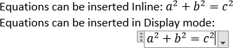 Inline and in Display mode in Word for Microsoft 365 Inline and in Display mode in Word 365
