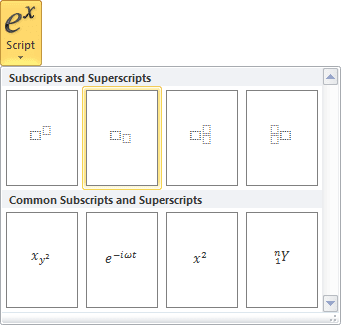 Script in Word 2010