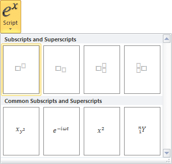 Script in Word 2010