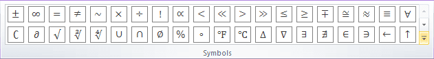 More symbols in Word 2010