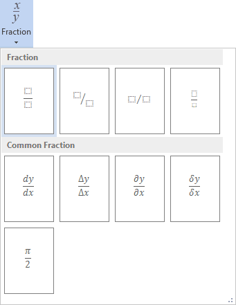 Stacked Fraction in Word 2013