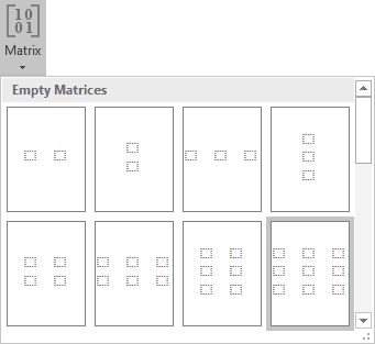 3x3 Matrix in equations Word 2016 3x3 Matrix in equations Word 2016