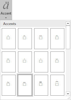 Bar structure in Accent formulas Word 2016