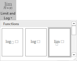 Limit structure in Limit and Log formulas Word 2016 Limit structure in Limit and Log formulas Word 2016