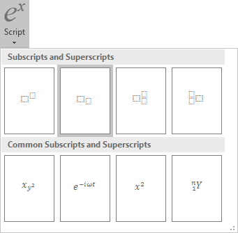Script in equations Word 2016 Script in equations Word 2016