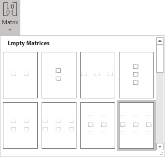 3x3 Matrix in equations Word 365