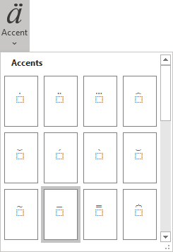 Bar structure in Accent formulas Word for Microsoft 365 Bar structure in Accent formulas Word 365