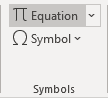 Equations button in Word for Microsoft 365 Equations button in Word 365