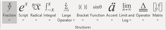 Fraction button in Word 365