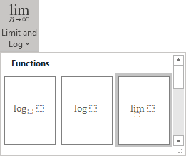 Limit structure in Limit and Log formulas Word for Microsoft 365 Limit structure in Limit and Log formulas Word 365